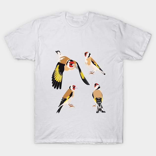 Goldfinches isolated on white background T-Shirt by Vitaly_Ilyasov